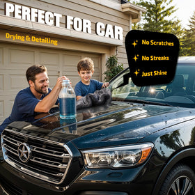 SMINDER towel drying a car door leaving a streak-free finish