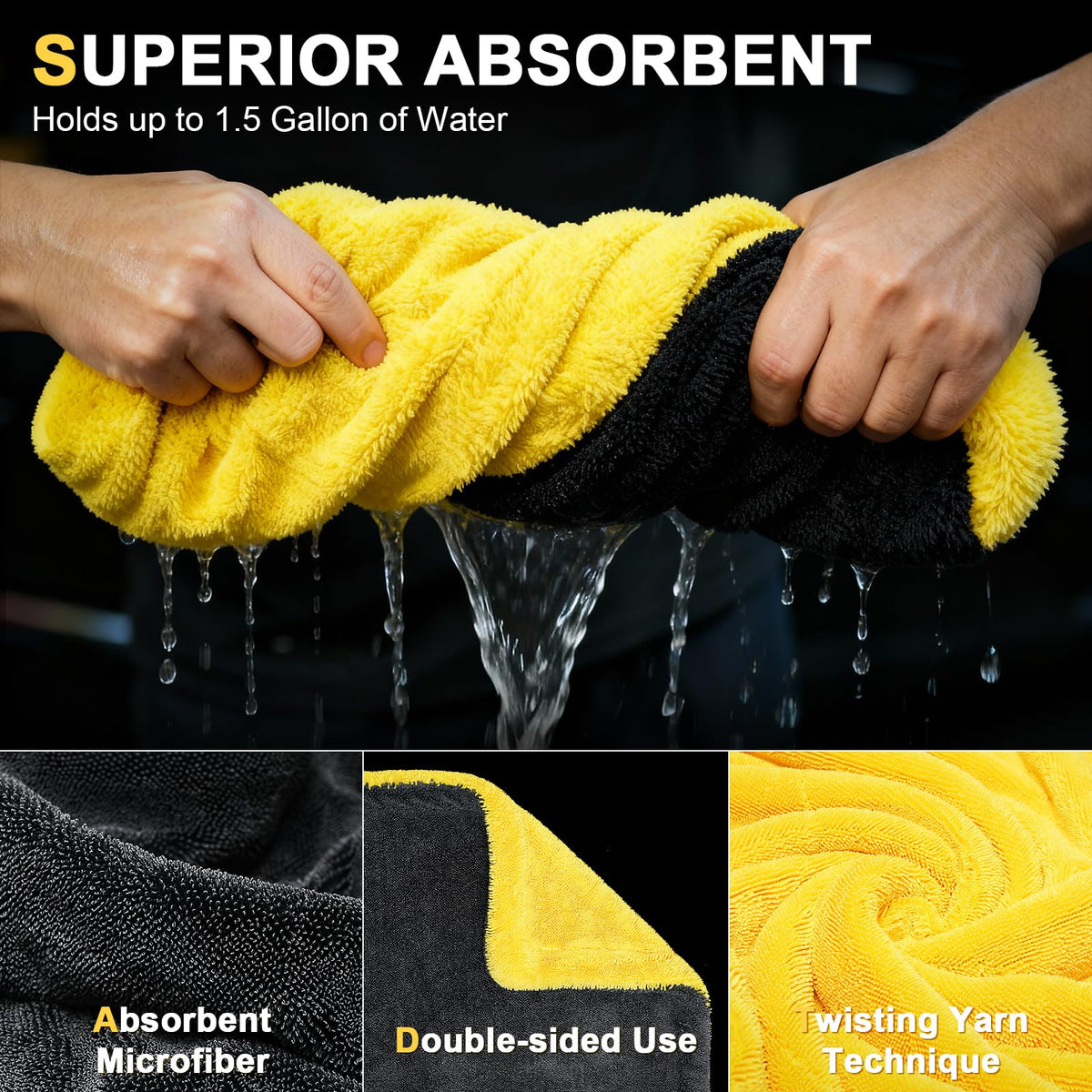 SMINDER 16x16 chamois-style glass towel closeup for streak-free windows