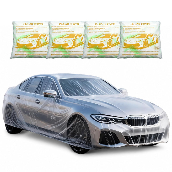 SMINWISNOZY front view clear car cover showing snug fit and visible protection