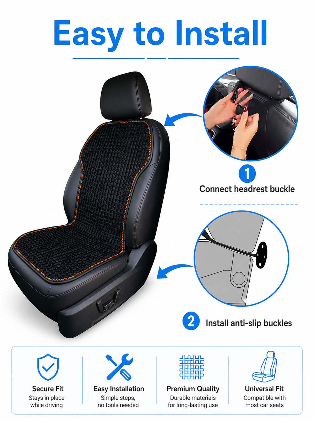 SMIUPIN packaged cushion with buckles displaying easy-install benefit