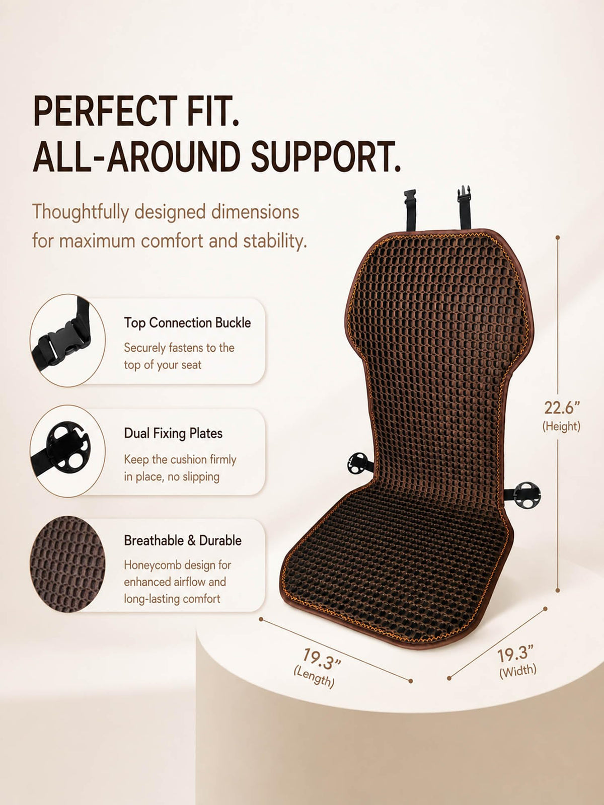 SMIUPIN cushion placed on seat showing size and universal fit benefit