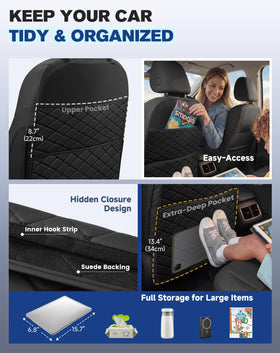 SMOQIO adjustable straps securing protector tightly to the car seat