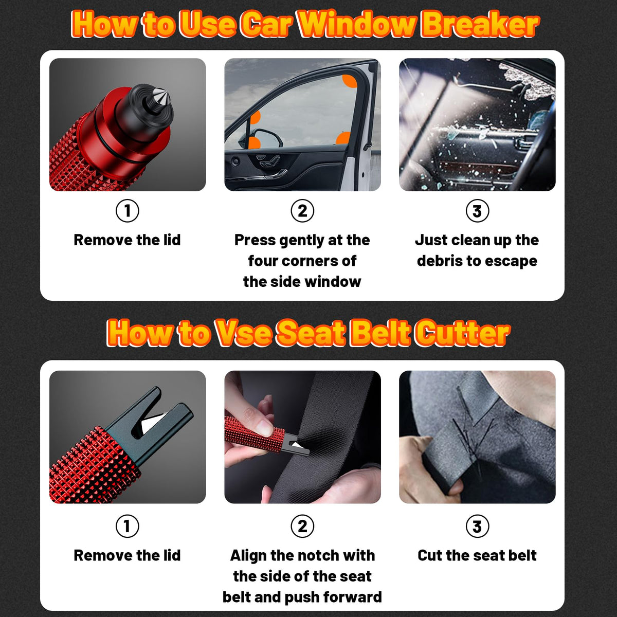 smosun Safehammer three-color set (red black silver) illustrating quick identification benefit