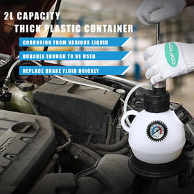 SMOTIVEPRO clear hose attached to caliper in use for visible air and fluid removal