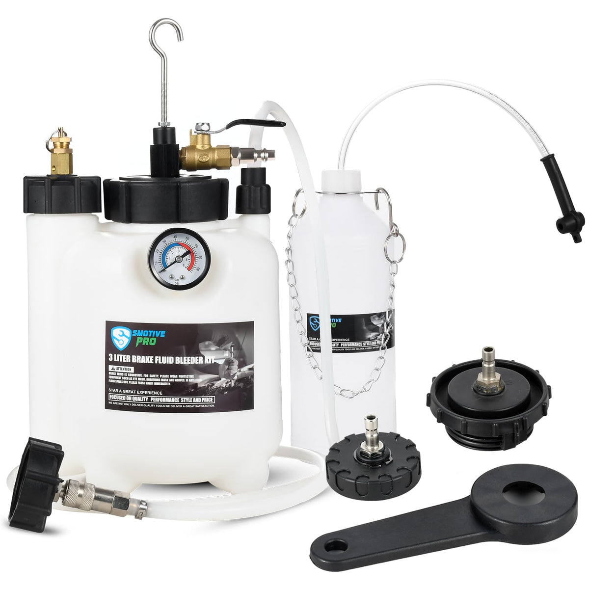 SMOTIVEPRO front view of full kit showing reservoir and fittings for quick setup benefit