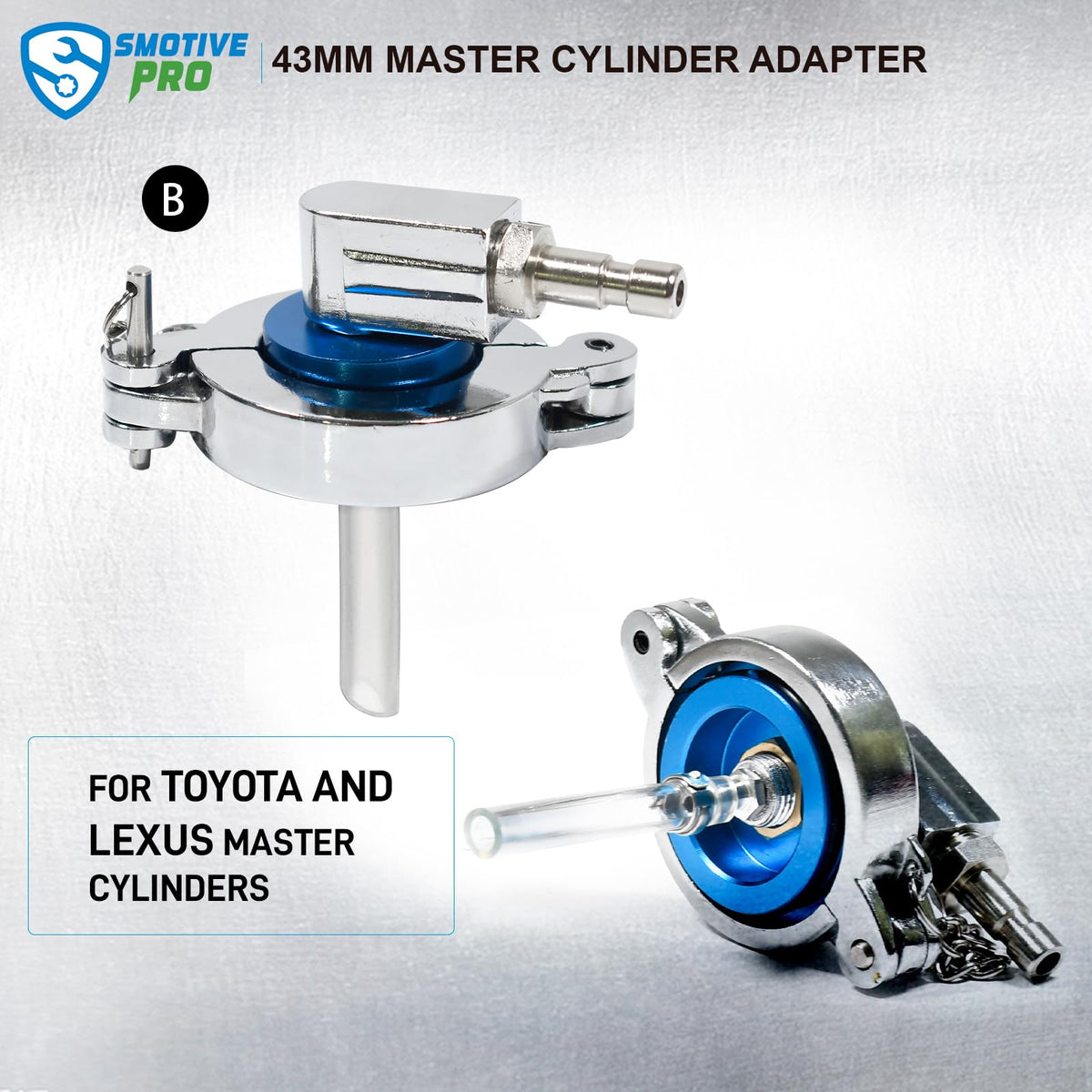 SMOTIVEPRO nylon adapter detail highlighting material resistance to brake fluid