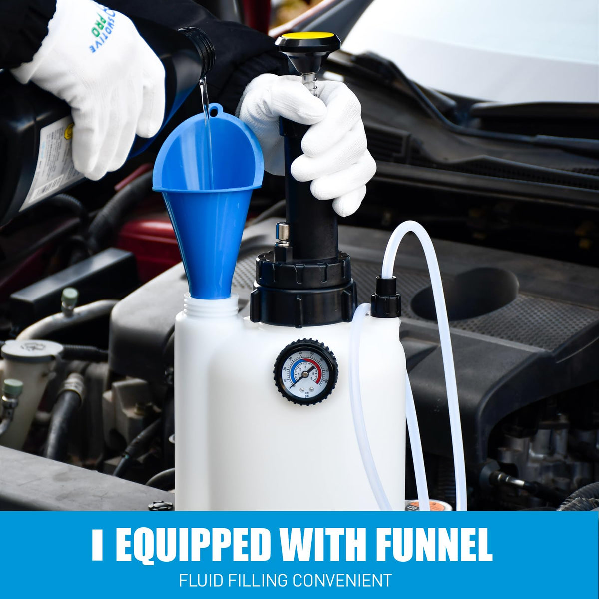 SMOTIVEPRO waste bottle and tubing showing clean fluid collection benefit