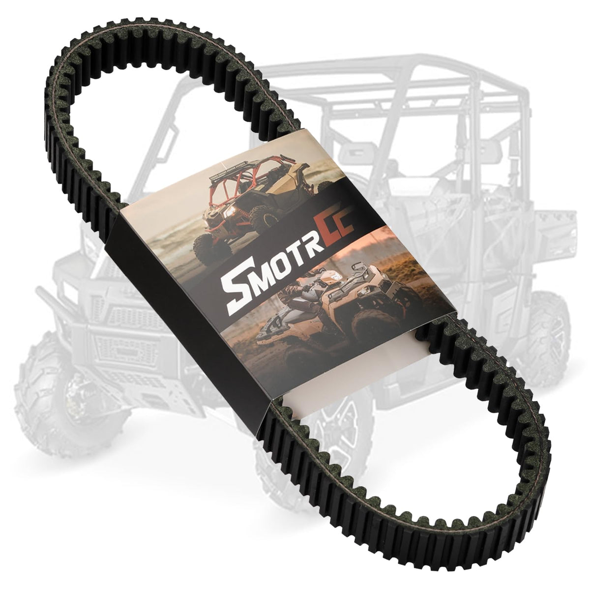 smotrcc front packaging showing belt, verifies fit for Polaris models and quick identification