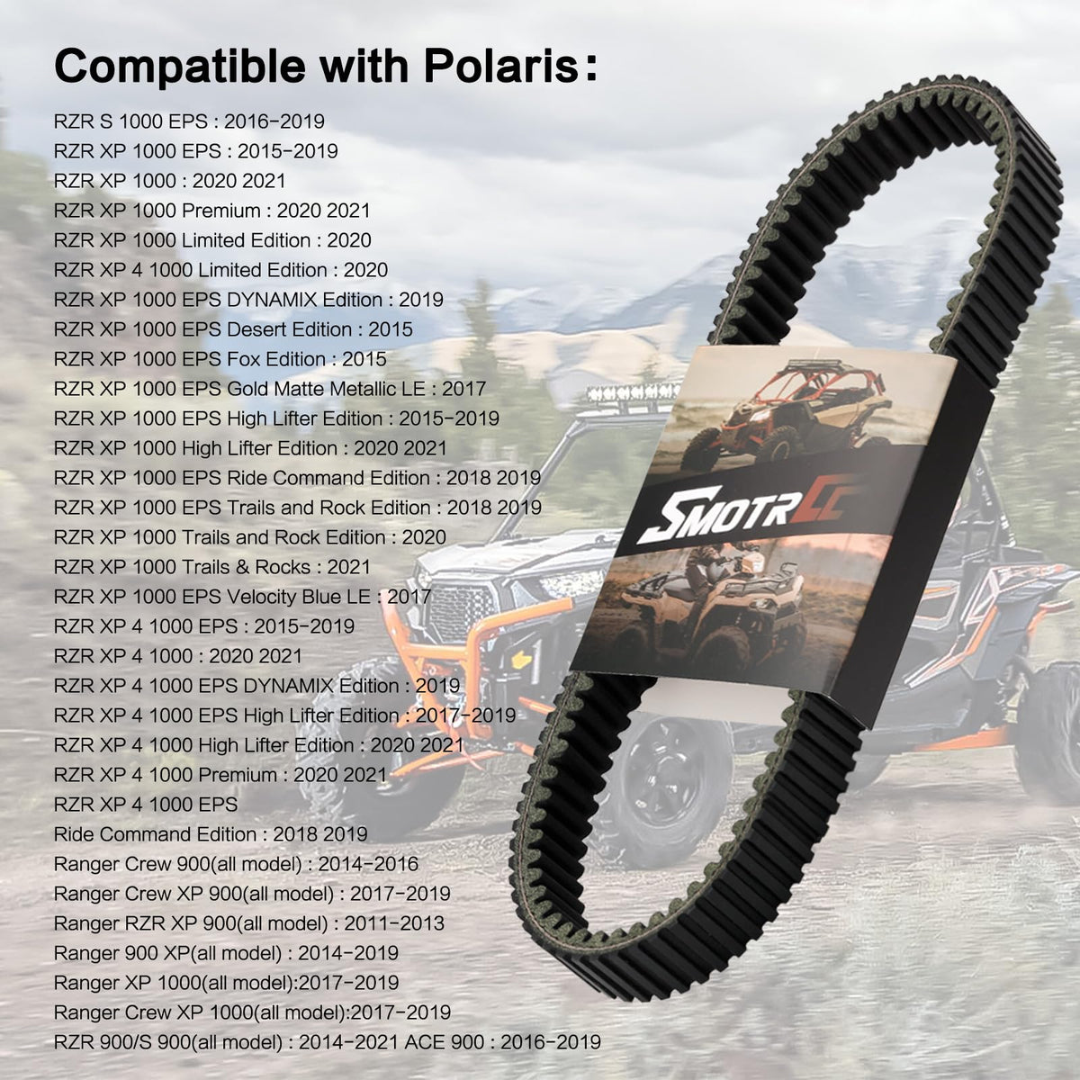 smotrcc lifestyle scene of UTV ride with installed belt highlighting durable performance