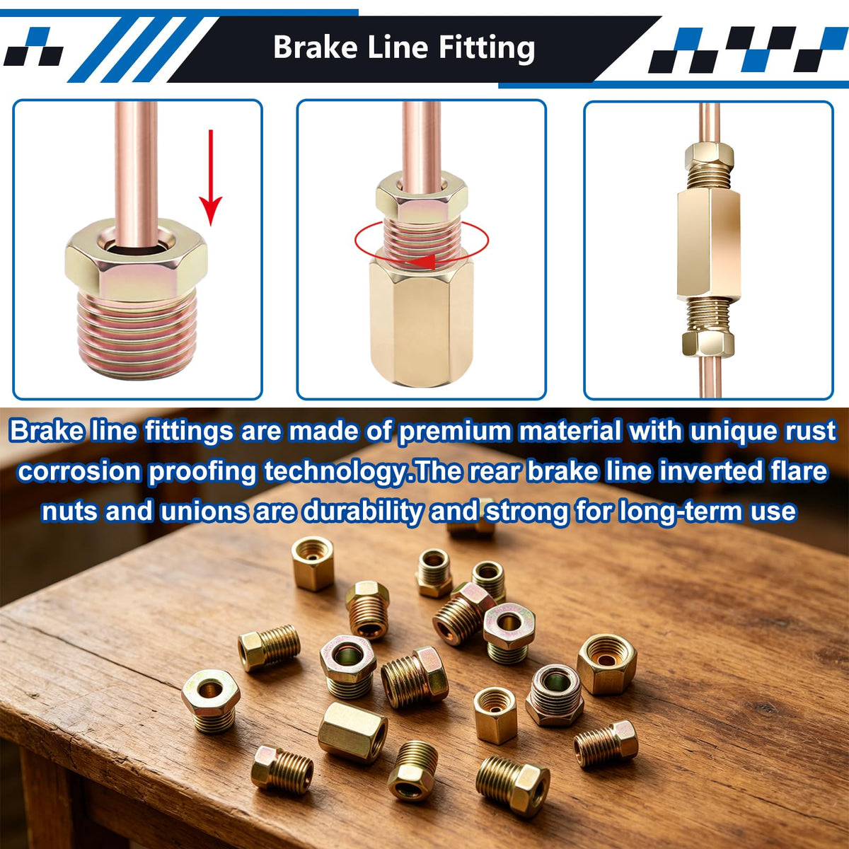 smseace assorted brass fittings and nuts arranged to show compatibility