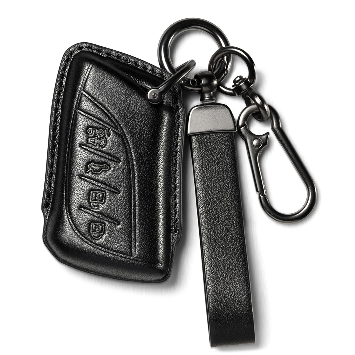 Smyfob front view of leather key cover showing sleek fit and protection