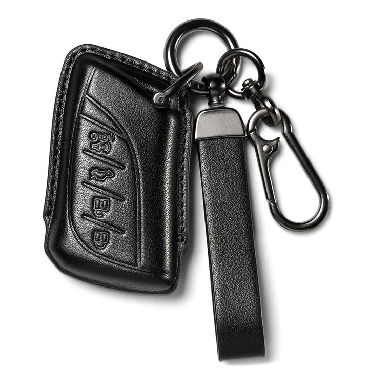 Smyfob front view of leather key cover showing sleek fit and protection
