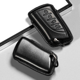 Smyfob key with matching leather lanyard held in hand for comfortable grip
