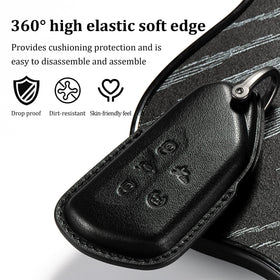 Smyfob matching leather keychain paired with cover for coordinated carry