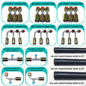 SMZTools hoses laid out to show 6.5ft length and three diameters for versatility