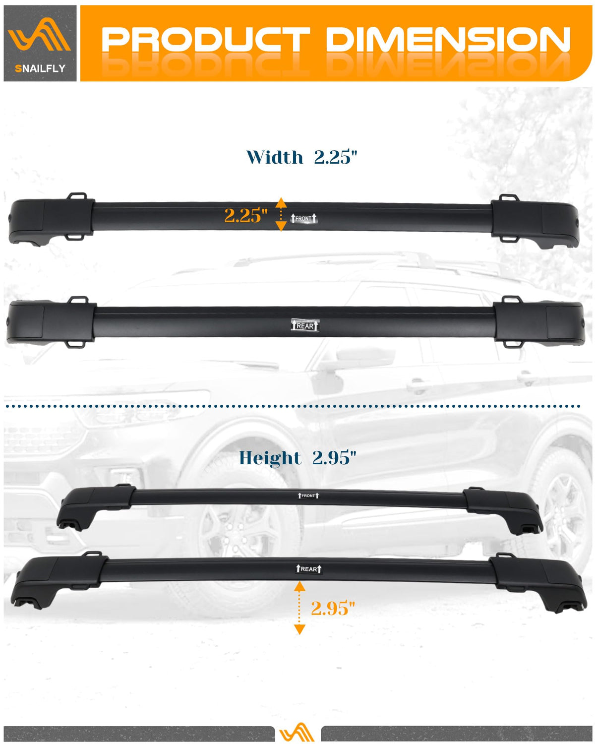 Snailfly cross bars supporting a cargo box demonstrating high-capacity rooftop storage for trips