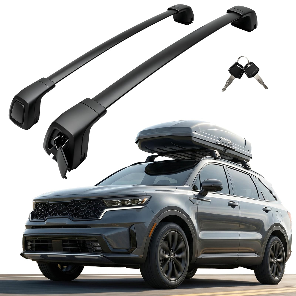 Snailfly front view on Kia Sorento showing secure fit and clean styling