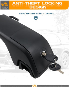 Snailfly cross bars installed on Ford Explorer rooftop carrying luggage and bikes for reliable transport