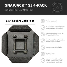 SnapPad SnapJack metal foot close-up showing secure attachment benefit
