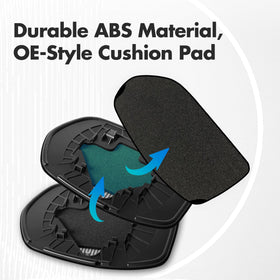 SNEMEEY ABS backplate and cushion pad detail for secure fit benefit