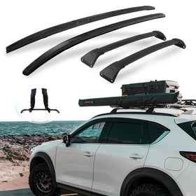 SNIXWOO front profile roof rails on Mazda CX-5 showing sleek black look and improved utility