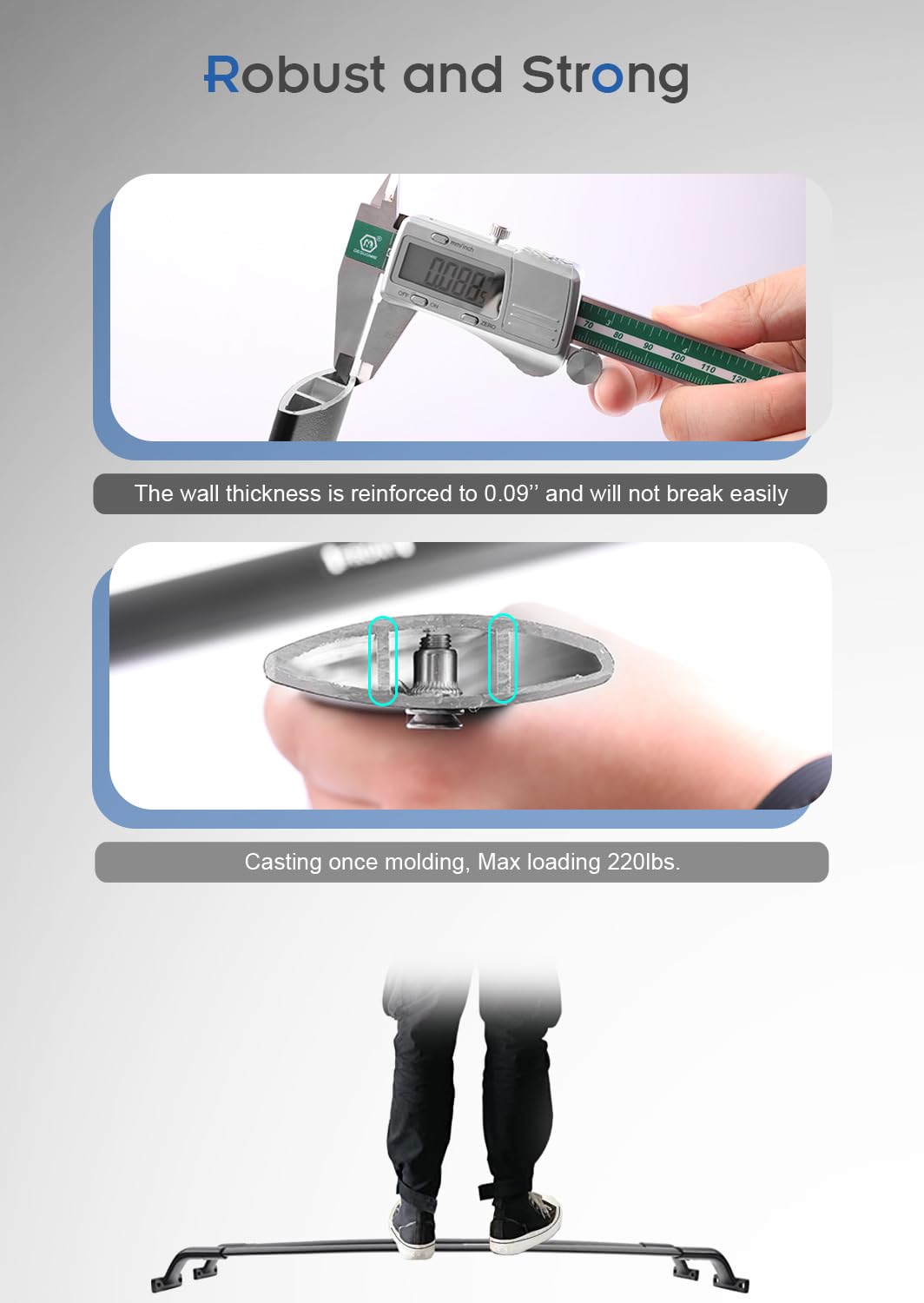 SNIXWOO crossbar with measuring tape showing size and scale benefit