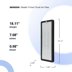 SNOWOOW front trunk filter packaging closeup highlighting fitment ease