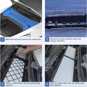 SNOWOOW filter installed in Model Y front trunk ensuring snug seal