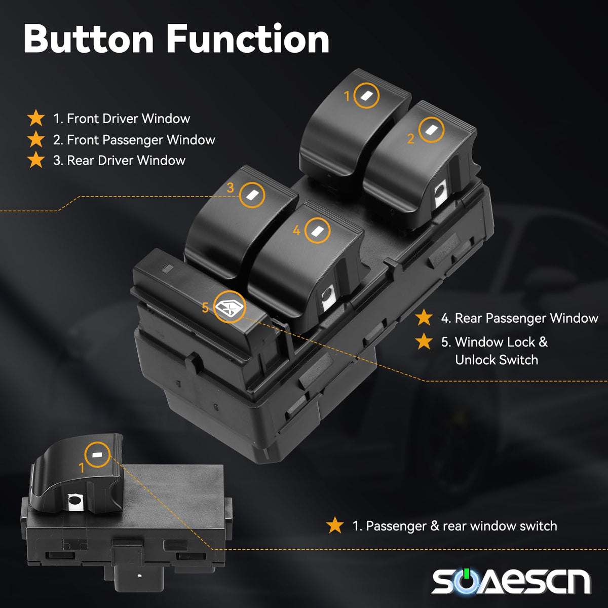 SOAESCN side view of connector pins showing correct OEM-style electrical match