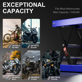 SOARSHARK lift in garage raising a motorcycle for easier maintenance