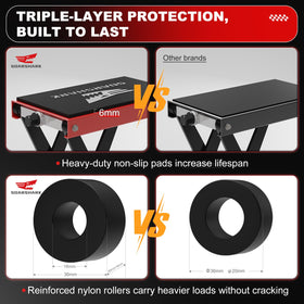 SOARSHARK side profile highlighting reinforced scissor arms for stability