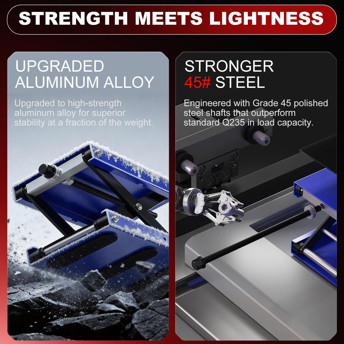 SOARSHARK side profile revealing reinforced scissor arms for stability
