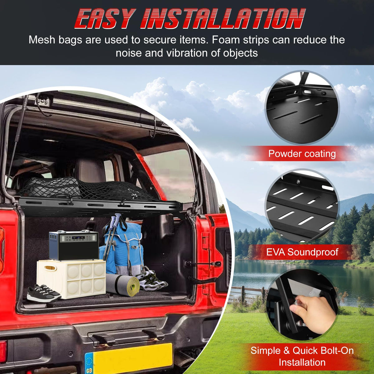 Sobalai hardware layout with bolts and foam strips for easy installation