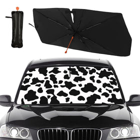 Socira cow print front view showing full windshield coverage and protection