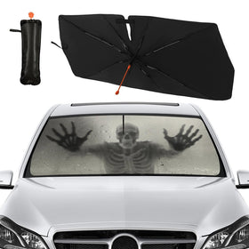 Socira ghost skull lifestyle in parking lot showing stylish protective use
