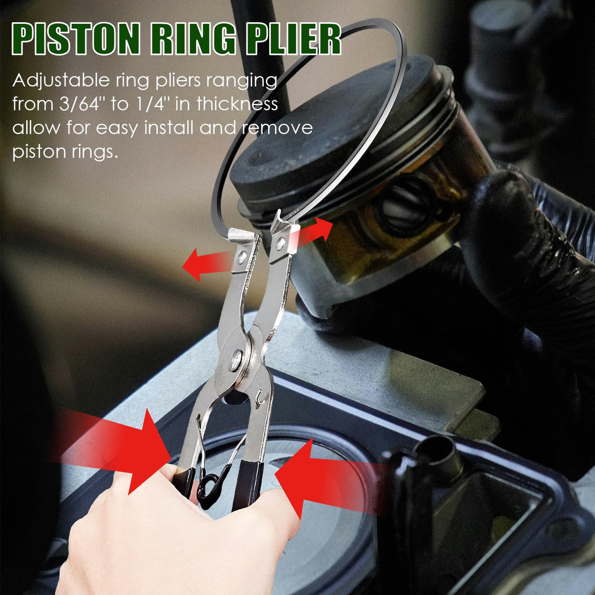 Socpuro installing piston ring in cylinder demonstrating safe fitment