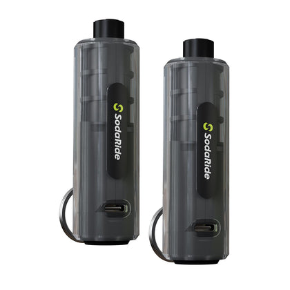 SodaRide front view showing compact keychain emergency tool and benefits for quick access