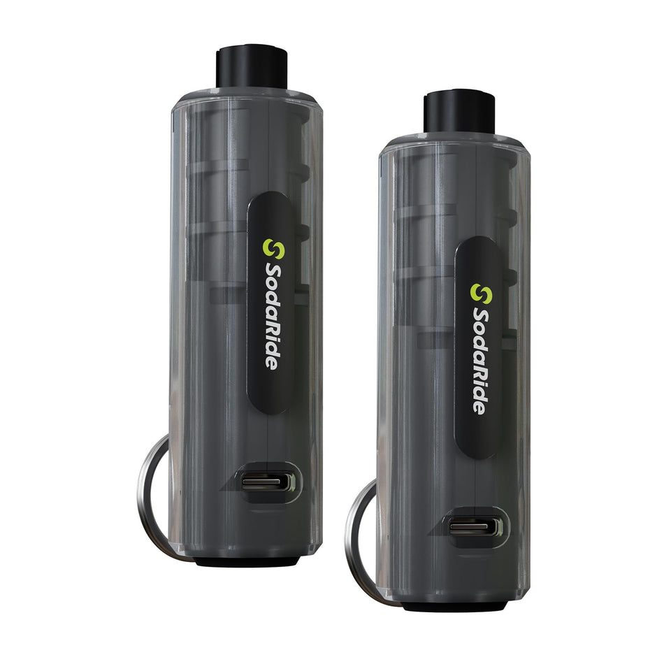 SodaRide front view showing compact keychain emergency tool and benefits for quick access