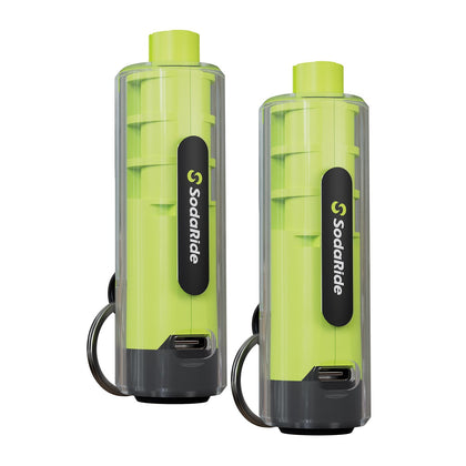 SodaRide front view showing two green tools and packaging for quick identification and readiness