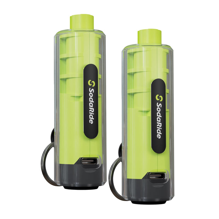 SodaRide front view showing two green tools and packaging for quick identification and readiness