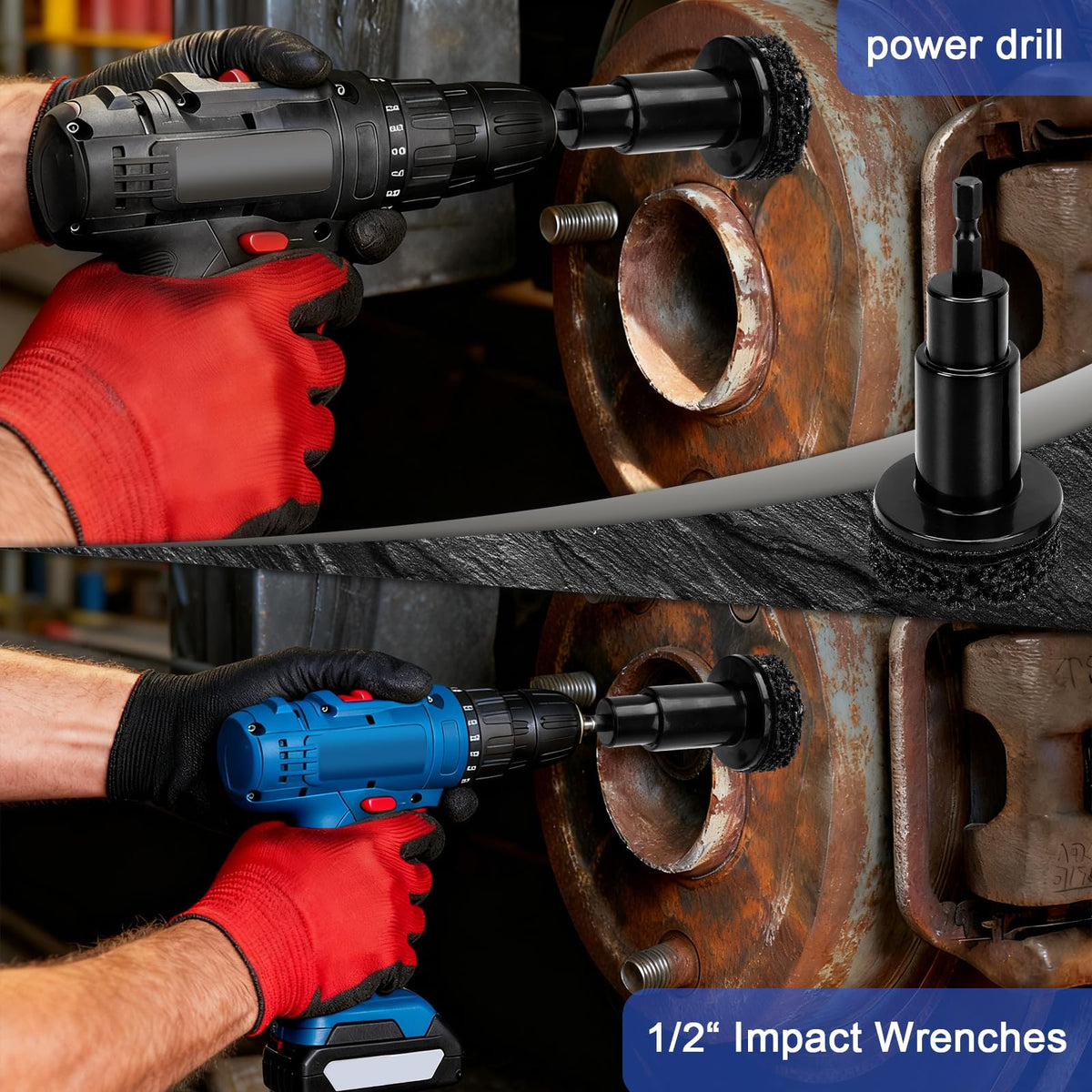SOEKAVIA kit in use on wheel hub showing faster rust removal