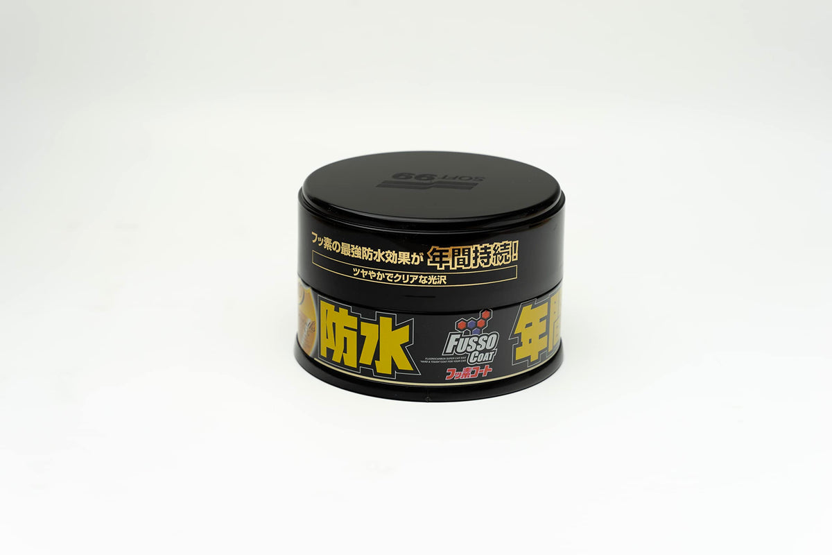 SOFT99 applicator sponge beside tin for precise, even application