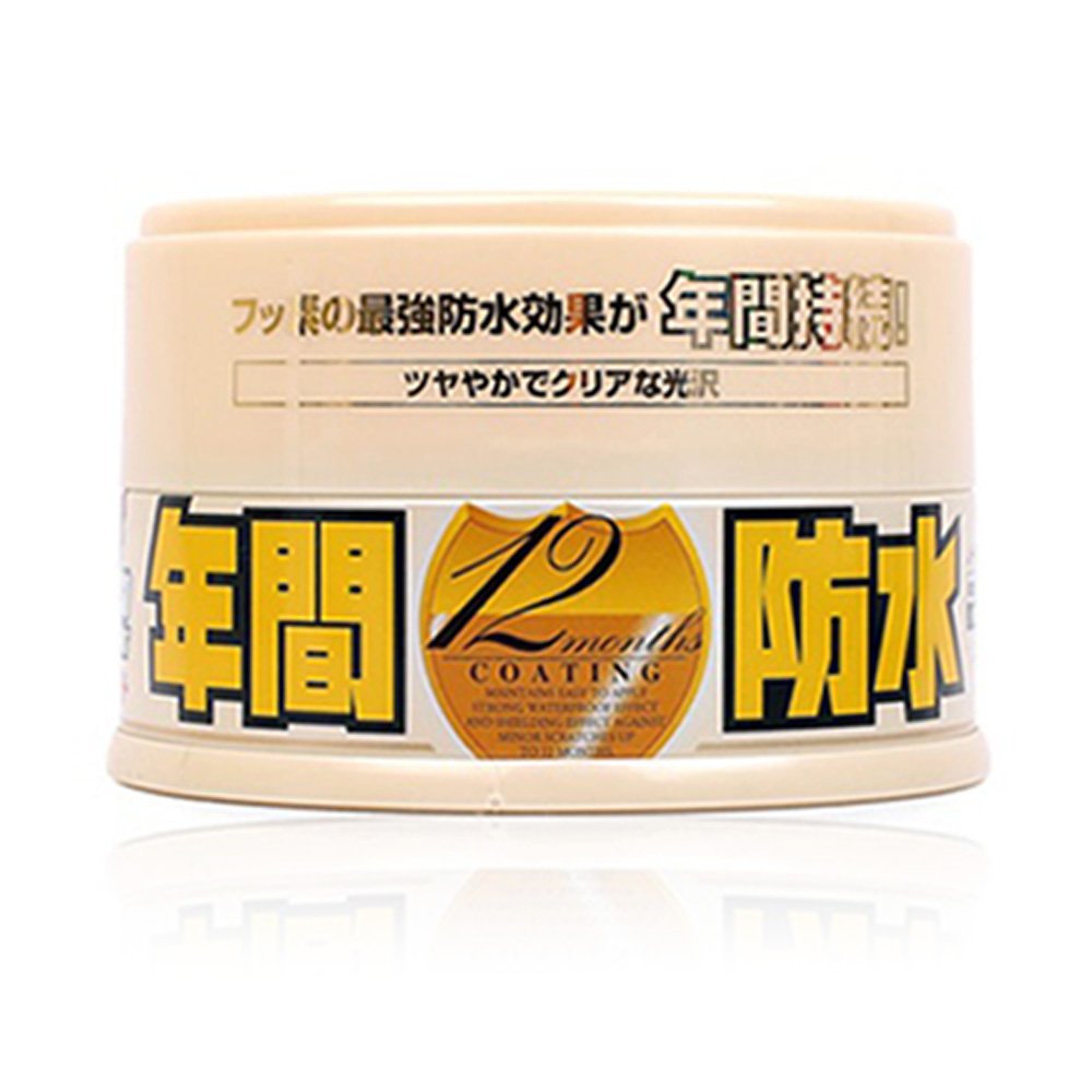 SOFT99 Fusso Coat Light tin front view showing product and label, clear branding and benefit