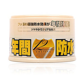SOFT99 Fusso Coat Light tin front view showing product and label, clear branding and benefit
