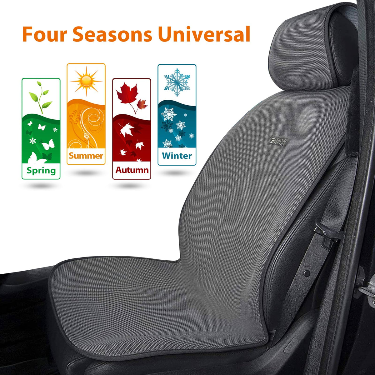 Sojoy seat cover with water bottle for size comparison and portability