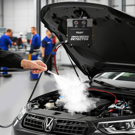 Solary in use on motorcycle exhaust system for versatile multi-vehicle testing