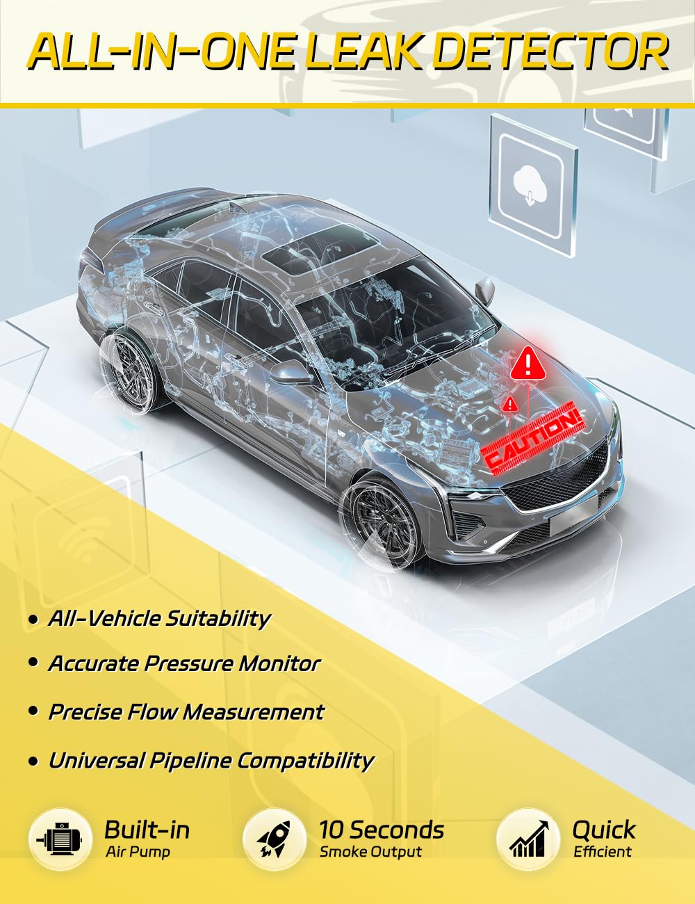 Solary SD302 hooked to a vehicle fuel tank illustrating EVAP system testing benefit