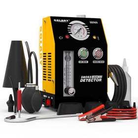 Solary front view showing compact smoke tester and portability benefit