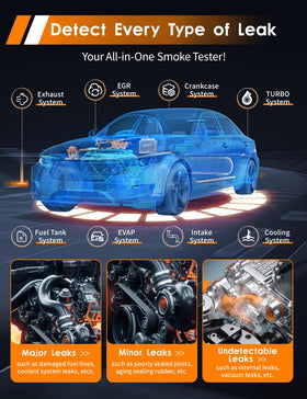 Solary smoke machine top controls with intuitive buttons for simple testing