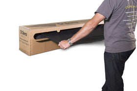 Solera measuring and cutting fabric illustrating cut-to-fit convenience